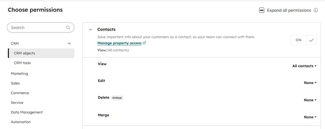 Set User Permissions View Only