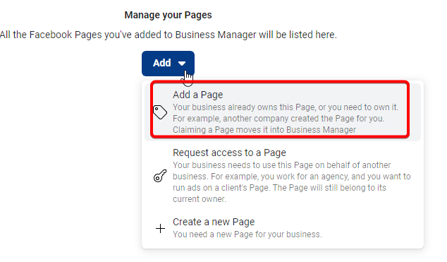 Add Facebook page