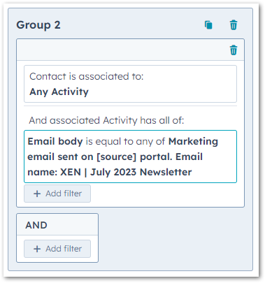 Email body list filter