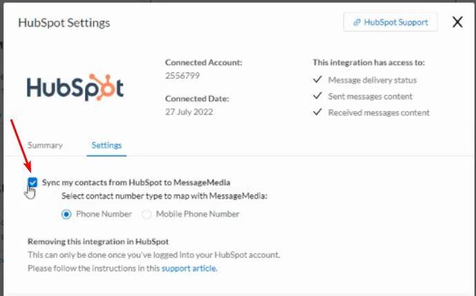 Sync my contacts from HubSpot to MessageMedia