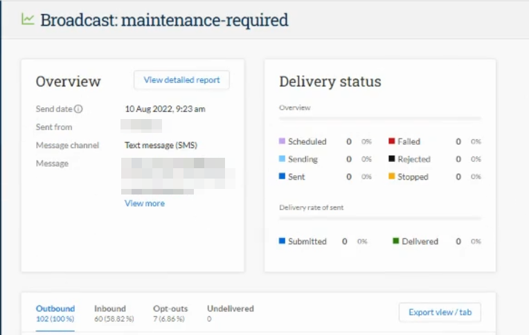See delivery status in the report dashboard